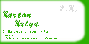 marton malya business card